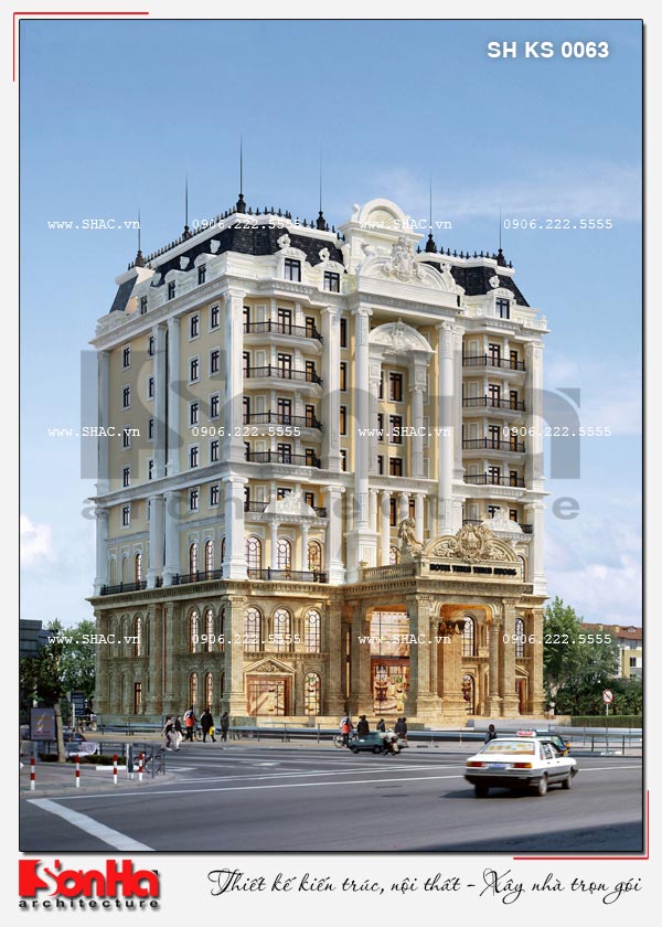 kiến trúc khách sạn tân cổ điển 4 sao đẹp tại An Giang