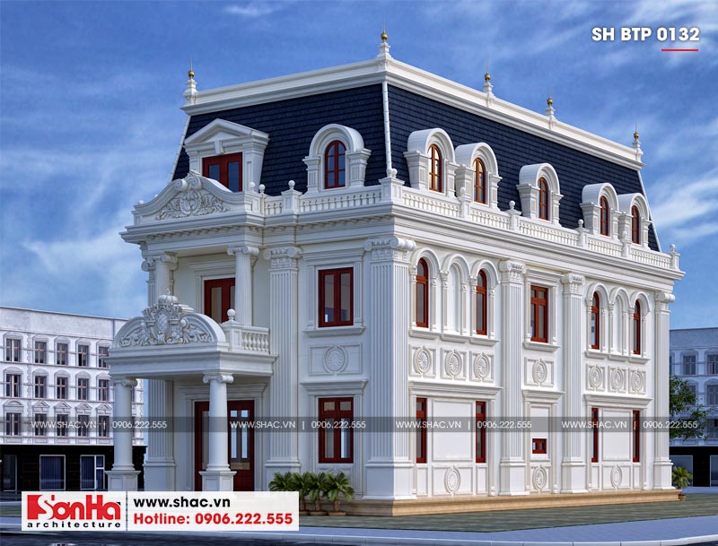 thiết kế biệt thự tân cổ điển đẹp 3 tầng tại Hà Nội 